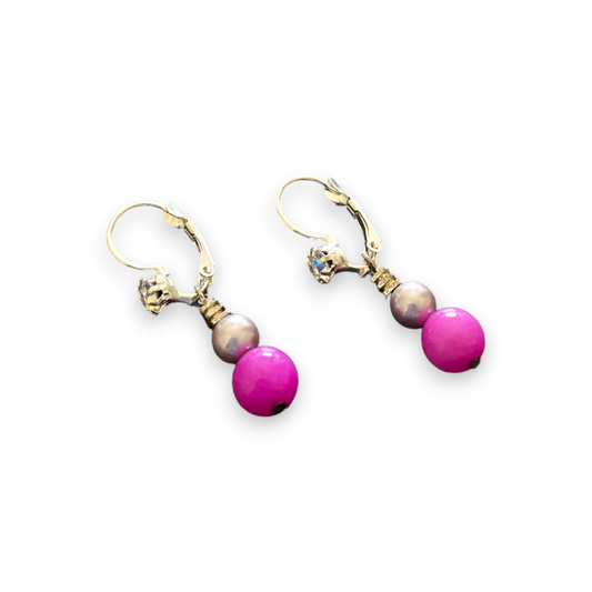 Pink and Pearl Earrings