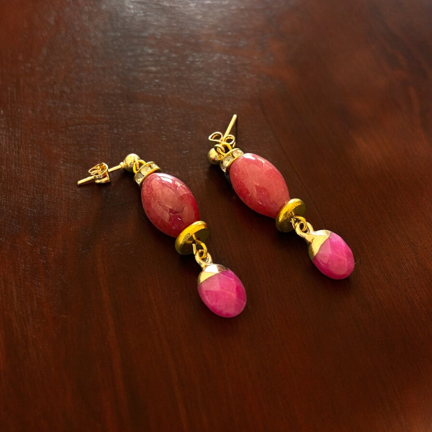 Pink Petal Gilded Earrings