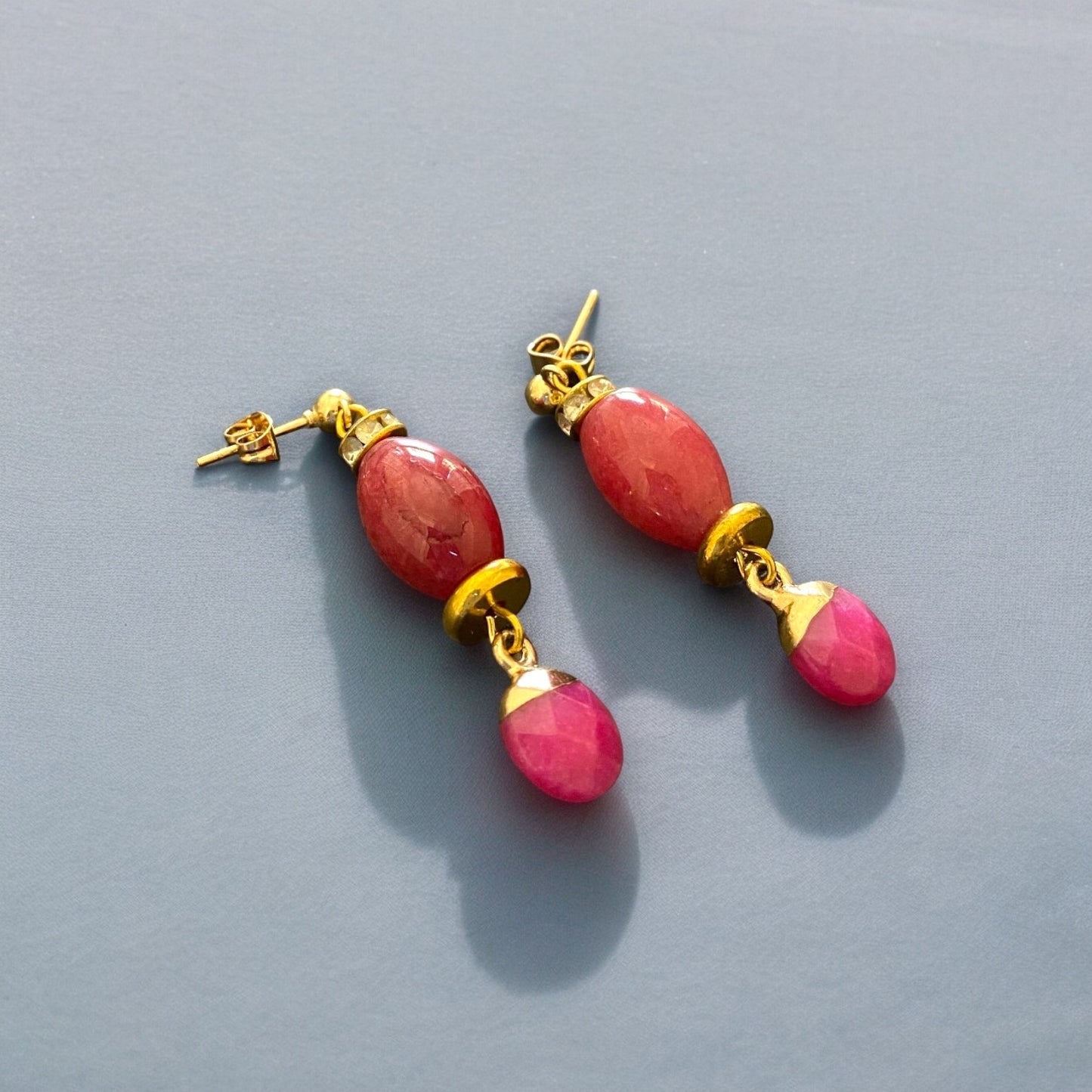 Pink Petal Gilded Earrings