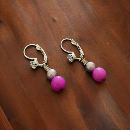 Pink and Pearl Earrings