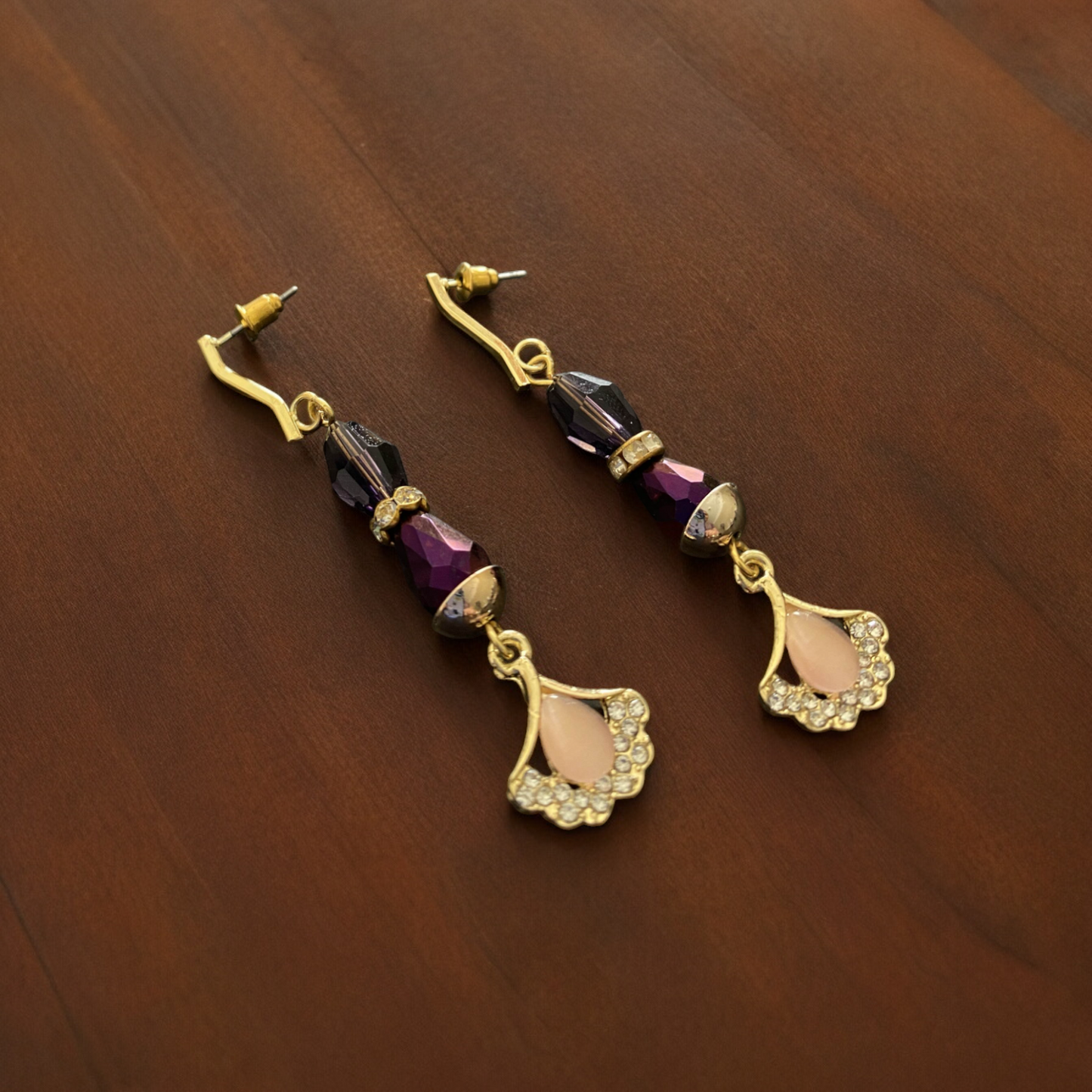 Purple Fan Earrings