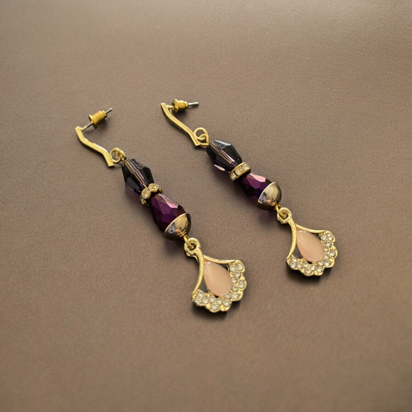 Purple Fan Earrings