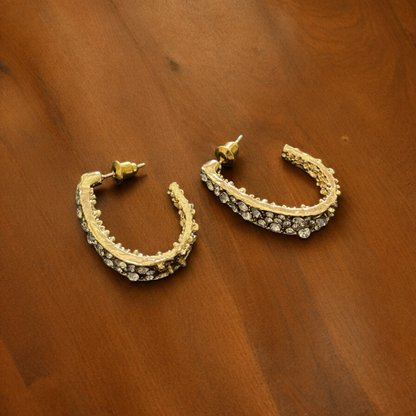 White Gem Hoop Earrings