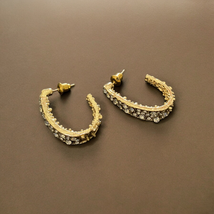 White Gem Hoop Earrings